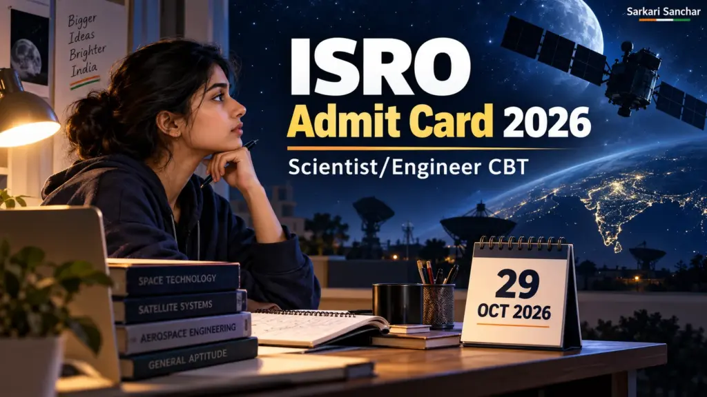 पढ़ाई करती अभ्यर्थी और 29 अक्टूबर 2026 के कैलेंडर के साथ ISRO एडमिट कार्ड का चित्र